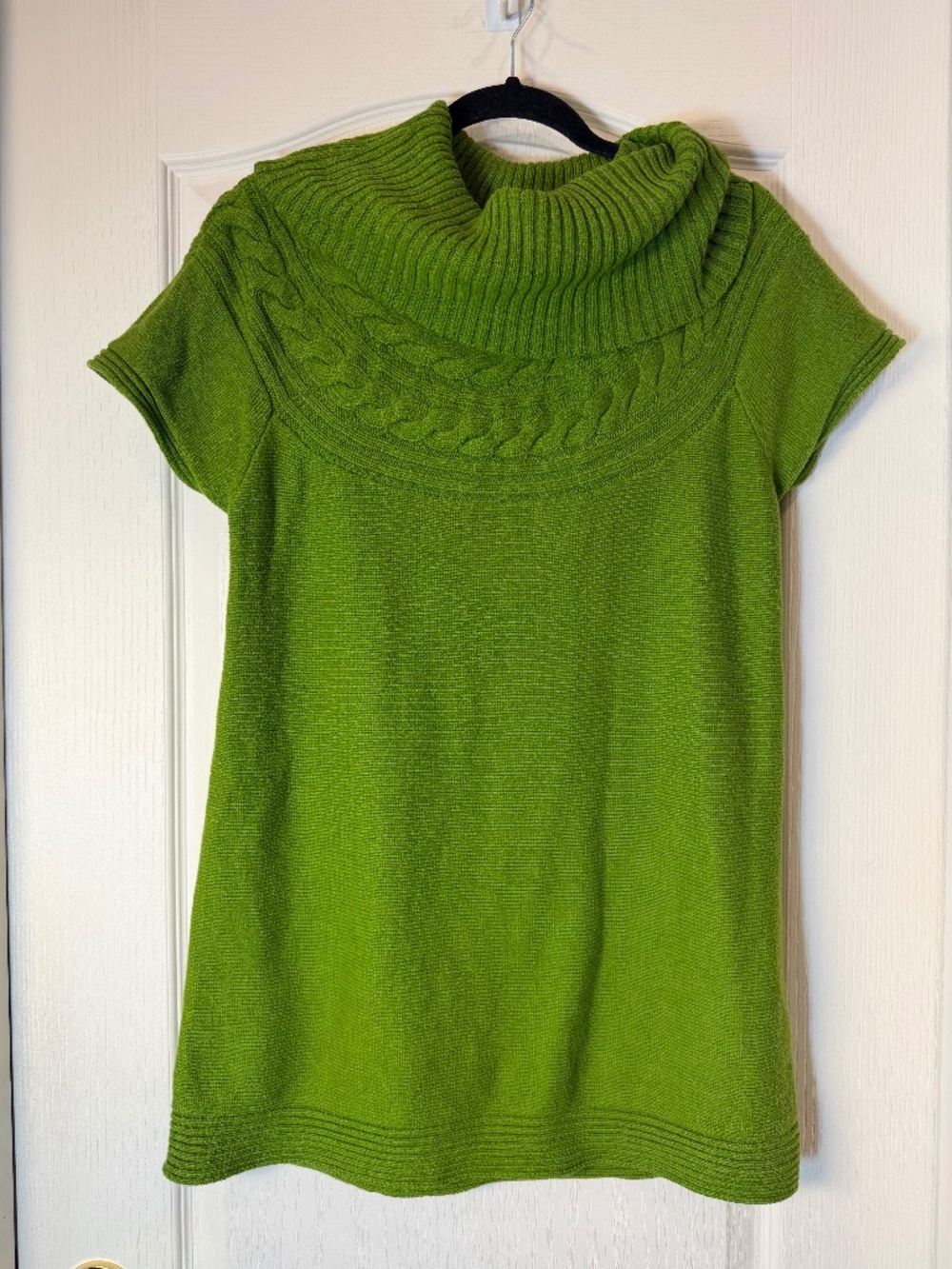 Mac & Jac Apple Green Cable Knit Tunic Sweater XL Oversized Cowl Neck Layering T